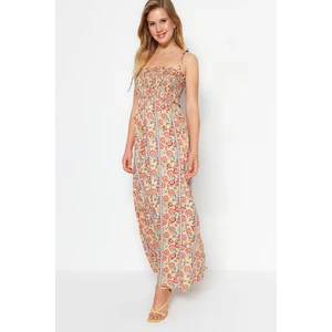 Trendyol Multicolored, Straight-cut Maxi Woven Gippe Floral Dress