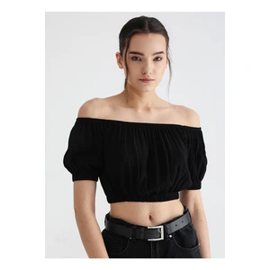 Koton Boat Collar Plain Black Women's Blouse 3sak60010pw