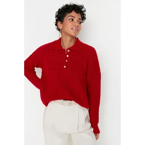 Trendyol Red Wide Fit Soft Textured Knitwear Sweater