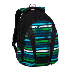 Studentský batoh BAGMASTER BAG 20 C BLUE/GREEN/BLACK/WHITE, pruhy, zelená, stylový, originální, pro kluky, šmouhy