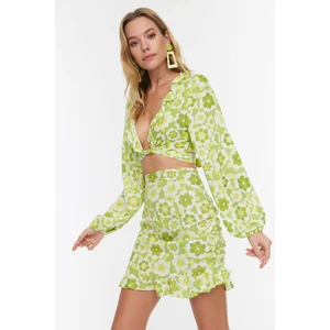 Trendyol Green Floral Patterned Bottom-Top Set