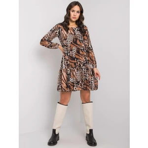 Black and beige dress with animal patterns RUE PARIS