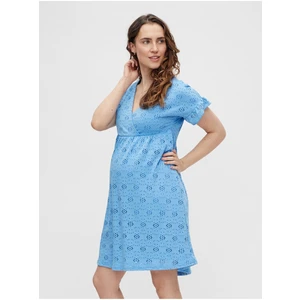 Blue perforated maternity dress Mama.licious Dinna - Women