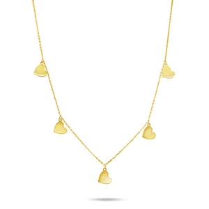 Brilio Nežný náhrdelník zo žltého zlata so srdiečkami NCL062AUY