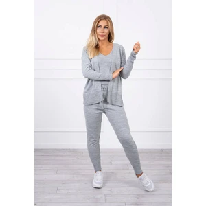 3-piece sweater set gray