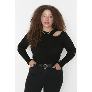 Trendyol Curve Plus Size Sweater - Black - Slim fit