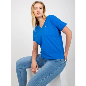 Tmavě modré dámské tričko velikosti V s výstřihem do V