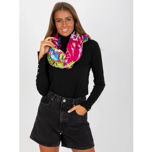 Fuchsia cotton scarf with prints