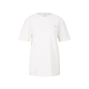 Bavlnené tričko Tom Tailor biela farba, s potlačou