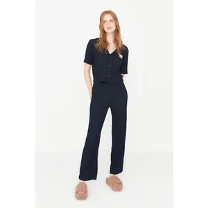 Trendyol Navy Blue Camisole Knitted Pajamas Set