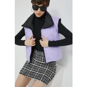 Purple-Black Quilted Double-Sided Short Vest Noisy May Ales - Women