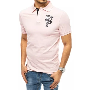 Men's polo shirt with embroidery pink Dstreet PX0444