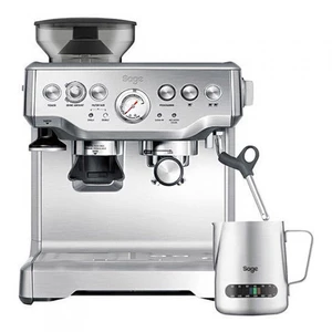 Espresso SAGE BES875BSS strieborné pákový kávovar • príprava dvoch šálok naraz • príkon 1 560 až 1 850 W • 2l nádržka na vodu • 250g zásobník na kávov