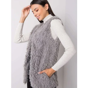 Dark gray fur vest