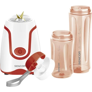 Stolný mixér Sencor SBL 2214RD červený stolný mixér • príkon 500 W • vyberateľné nádoby 0,6 l a 0,3 l • 1 rýchlosť • pulzný spínač • 4 nože z nerezove