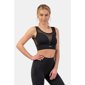 NEBBIA Black sports bra "Breathe" with mesh