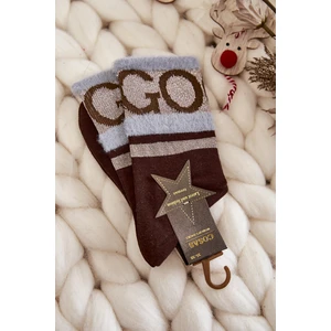 Women's cotton socks GO-GO WITH FUR COSAS BROWN