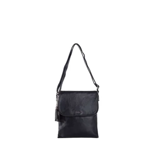 Black rectangular messenger bag made of eco-leather