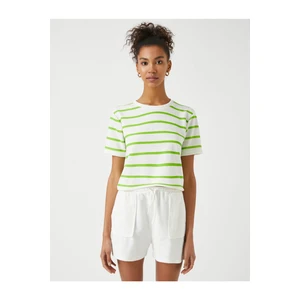 Koton Striped Crewneck Short Sleeved Basic T-Shirt