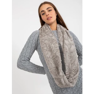 Winter gray scarf made of artificial fur