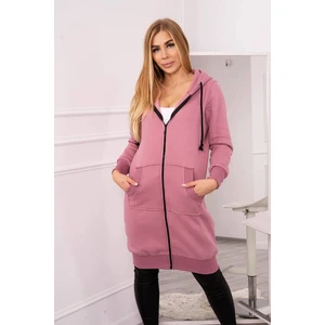 Long insulated hoodie dark pink