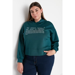 Trendyol Curve Plus Size Sweatshirt - Green - Regular fit