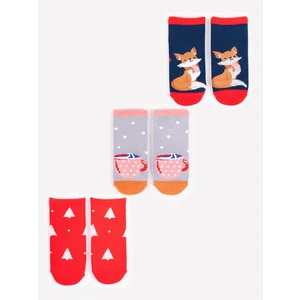 Yoclub Kids's Children's Christmas 3Pack Socks SKA-X012G-AA00