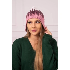 Ladies beanie Nikol K405 white+burgundy+pink