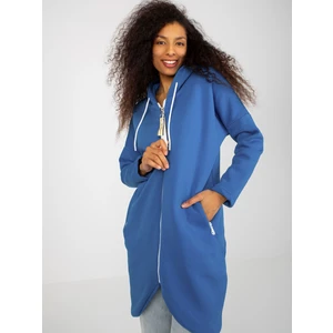 Dark Blue Basic Long Zippered Sweatshirt by Stunning