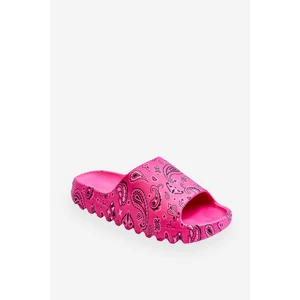 Fashionable women's slippers on a massive platform fuchsia Lorette