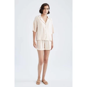 DEFACTO Relax Fit Striped Pocket Linen Shorts