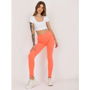 Basic fluo orange ribbed leggings with high waist