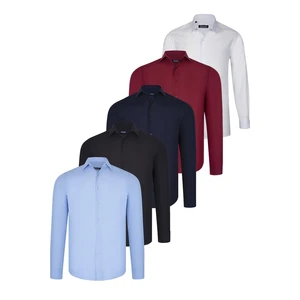 FIVE SET G726 DEWBERRY SHIRT-BLACK-WHITE-NAVY BLUE-BURGUNDY-BLUE