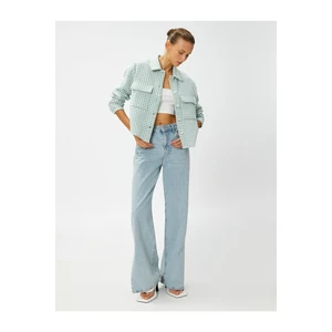 Koton Crop Tweed Jacket with Pockets and Buttons