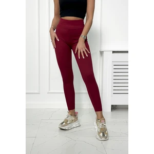 Striped leggings trousers burgundy color