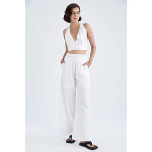 DEFACTO Wide Leg With Pockets Cotton Trousers