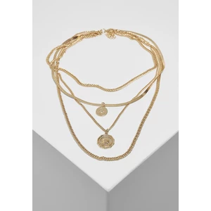 Gold necklace with flat layering
