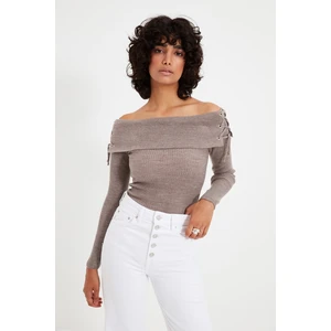 Trendyol Mink Carmen Collar Knitwear Sweater