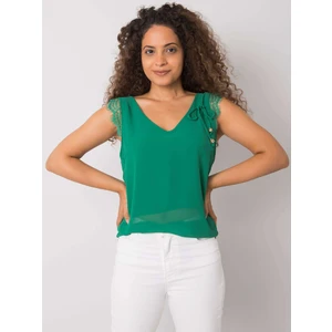 Green top with lace inserts