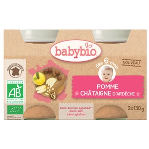 BABYBIO Jablko s gaštanovým pyré (2x 130 g) - ovocný príkrm