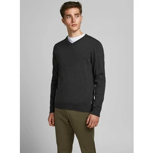 Jack&Jones Pánský svetr JJEBASIC 12137194 Dark Grey Melange S