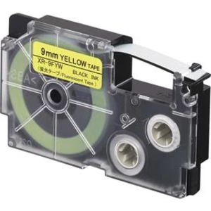 Casio XR-9FYW , 9mm x 8m, černý tisk / signální žlutý podklad, kompatibilní páska