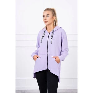 Sweatshirt with longer back and hood purple