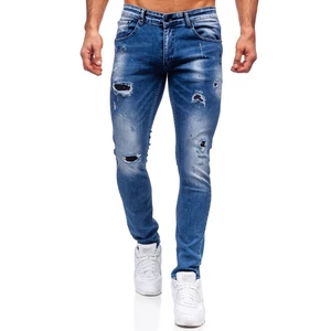 Granatowe spodnie jeansowe męskie regular fit Denley 4002