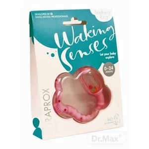 Curaprox Baby Waking Senses kousací kroužek s masážním kartáčkem a chrastítkem