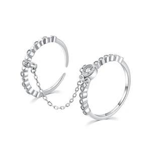 MOISS Půvabný dvojitý prsten ze stříbra se zirkony R00022 54 mm