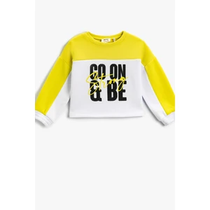 Koton Slogan Printed Color Block Sweatshirt