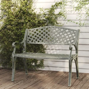 Zahradní lavice 102 cm litý hliník Dekorhome Zelená,Zahradní lavice 102 cm litý hliník Dekorhome Zelená