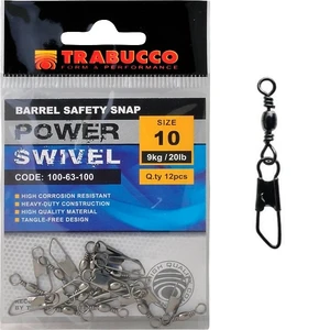 Trabucco obratlík s karabínou barbel safety snap 12 ks-veľkosť 8