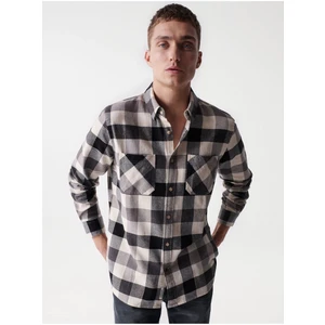 White-black Mens Checkered Shirt Salsa Jeans - Mens